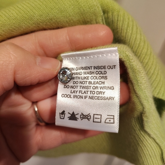 George Vintage Bejeweled Green Angora Blend Cardigan Sweater Sz XL-Y2K Fairy - Picture 6 of 7